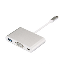 3 in 1 Hub USB 3.1 Type C to VGA USB 3.0 USB-C Multiport Adapter Converter Cable for Macbook Durable